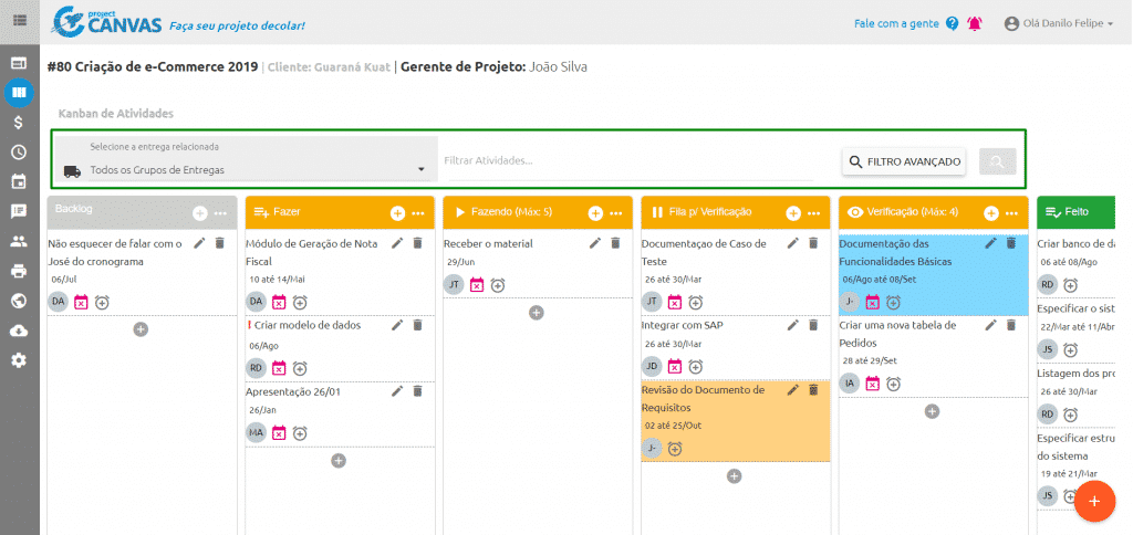 Filtros Kanban